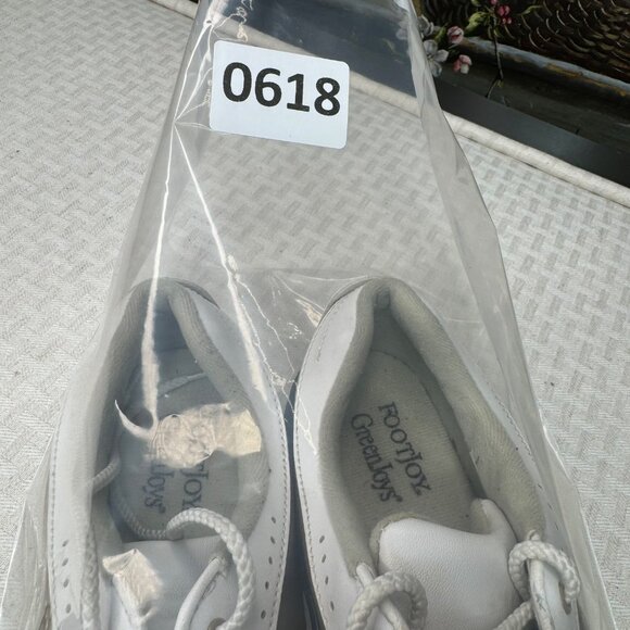 FootJoy Womens Size 8.5M Green Joys Golf Shoes White & Tan Leather - Picture 8 of 8